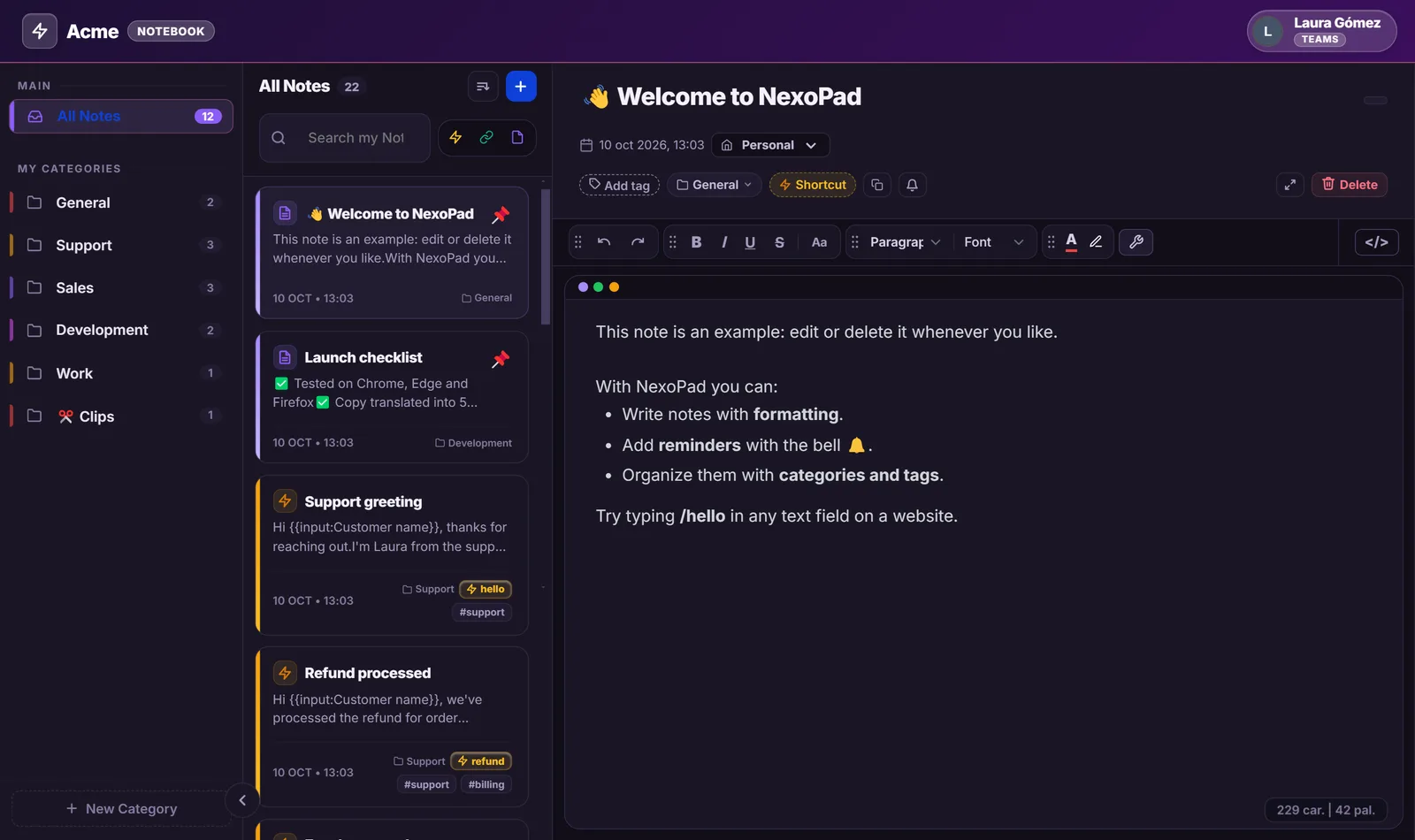 Notebook with the Midnight skin