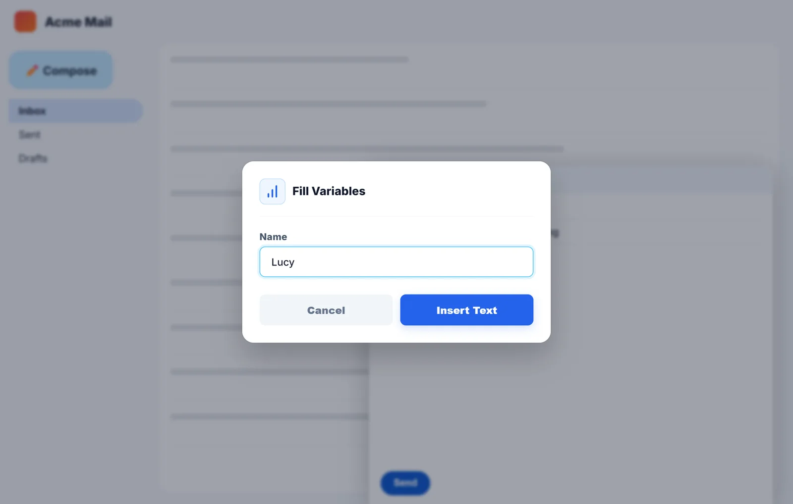 NexoPad asks for the name before inserting