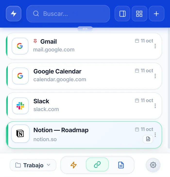 Enlaces de la categoría Trabajo en NexoPad