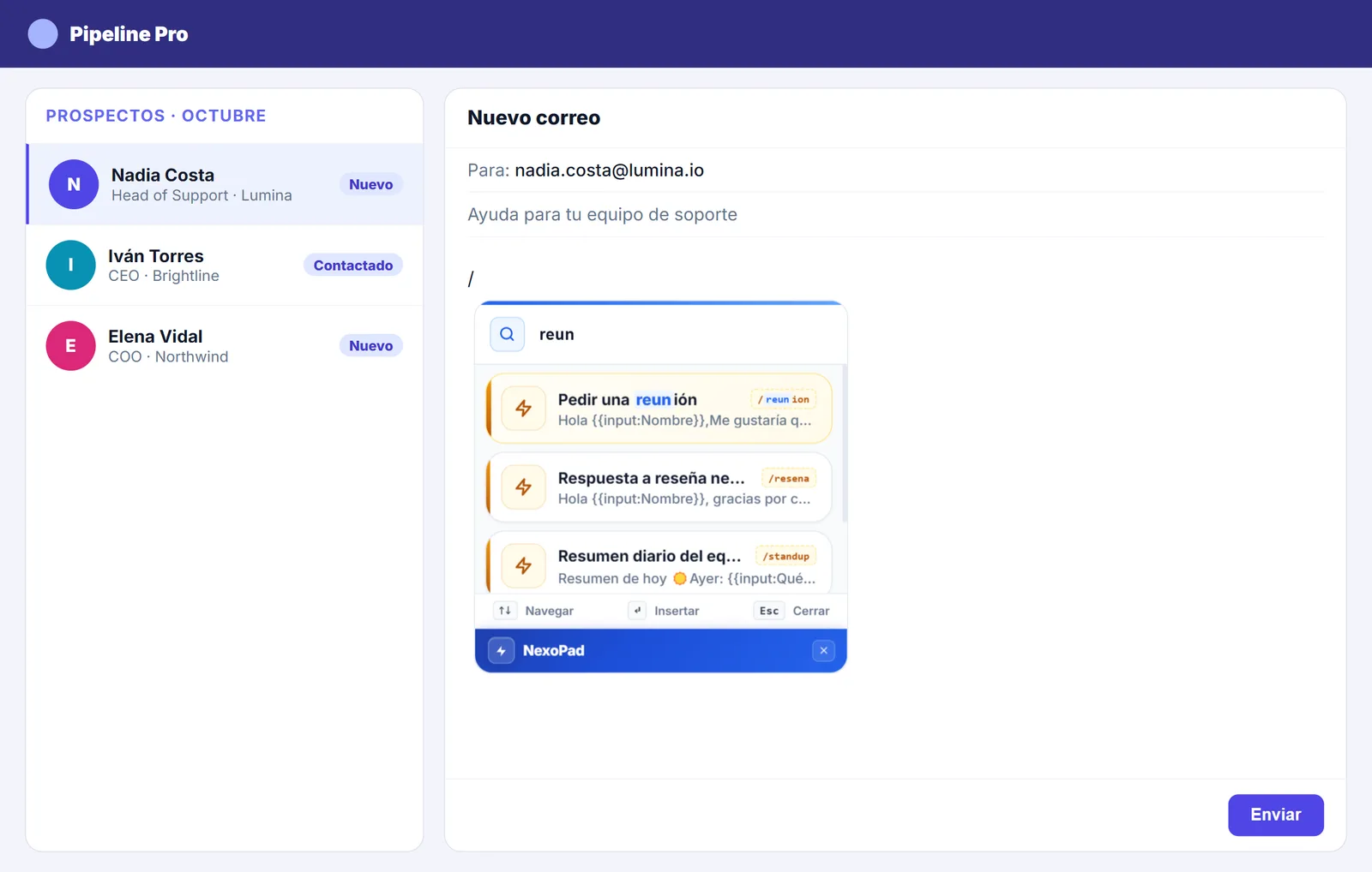 Buscador // de NexoPad en un CRM de prospección
