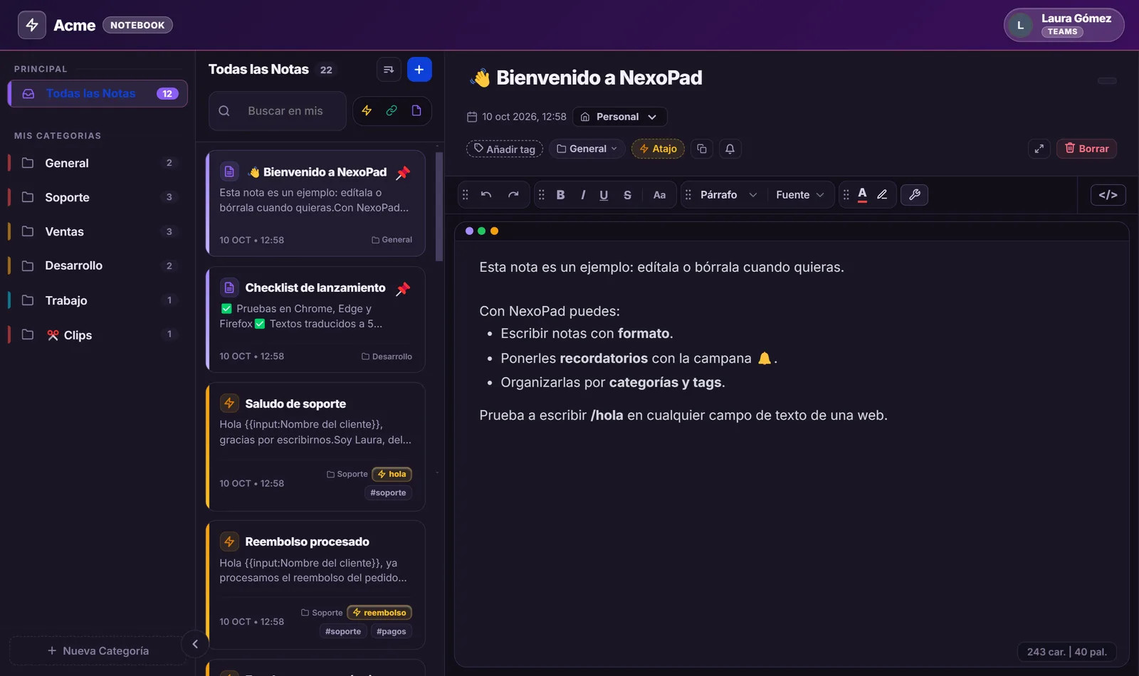Notebook con la skin Medianoche