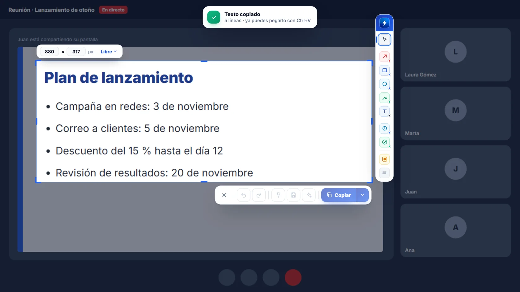 Aviso de NexoPad: Texto copiado, 5 líneas, ya puedes pegarlo con Ctrl+V