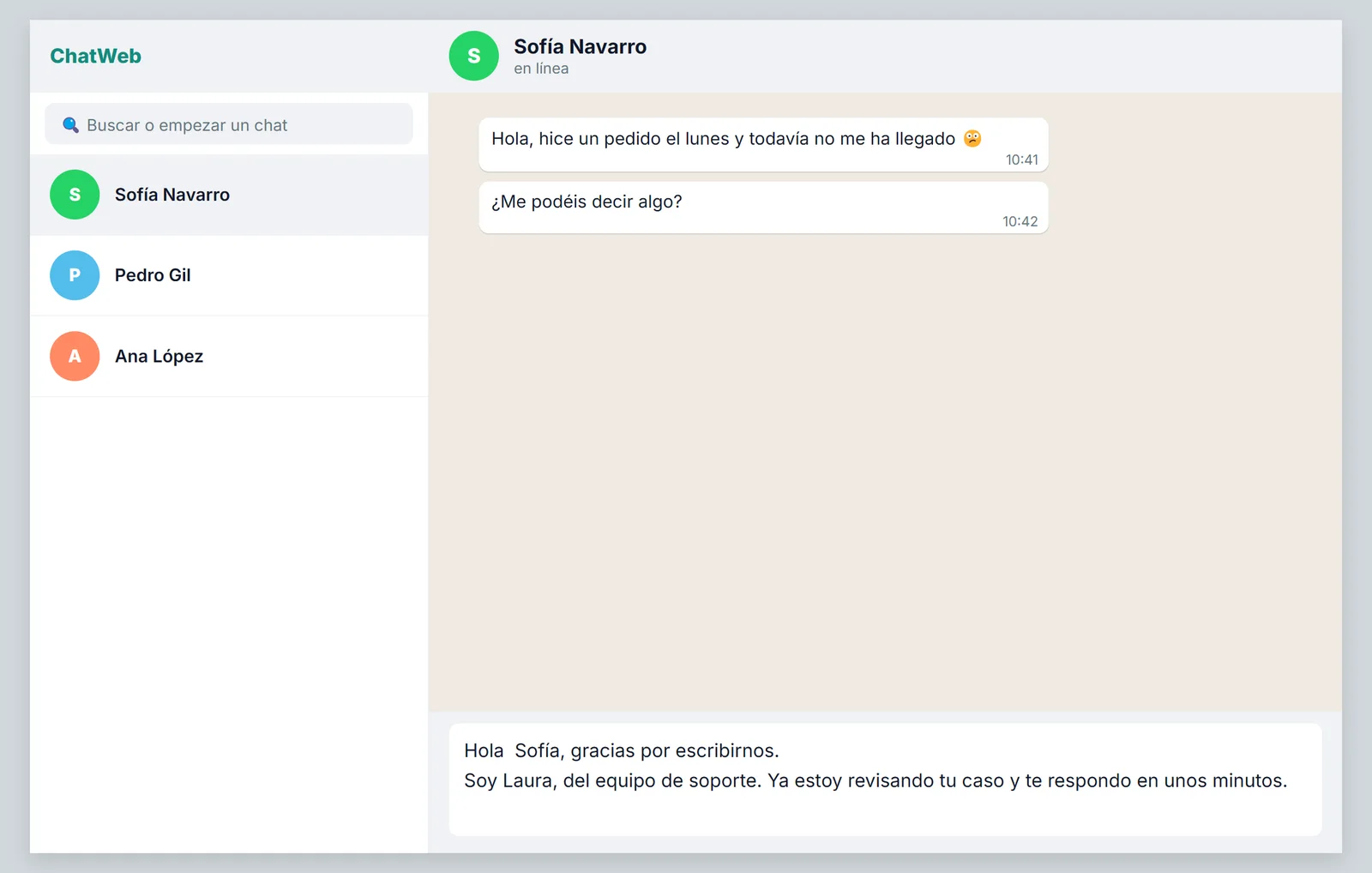 Respuesta completa insertada en el chat