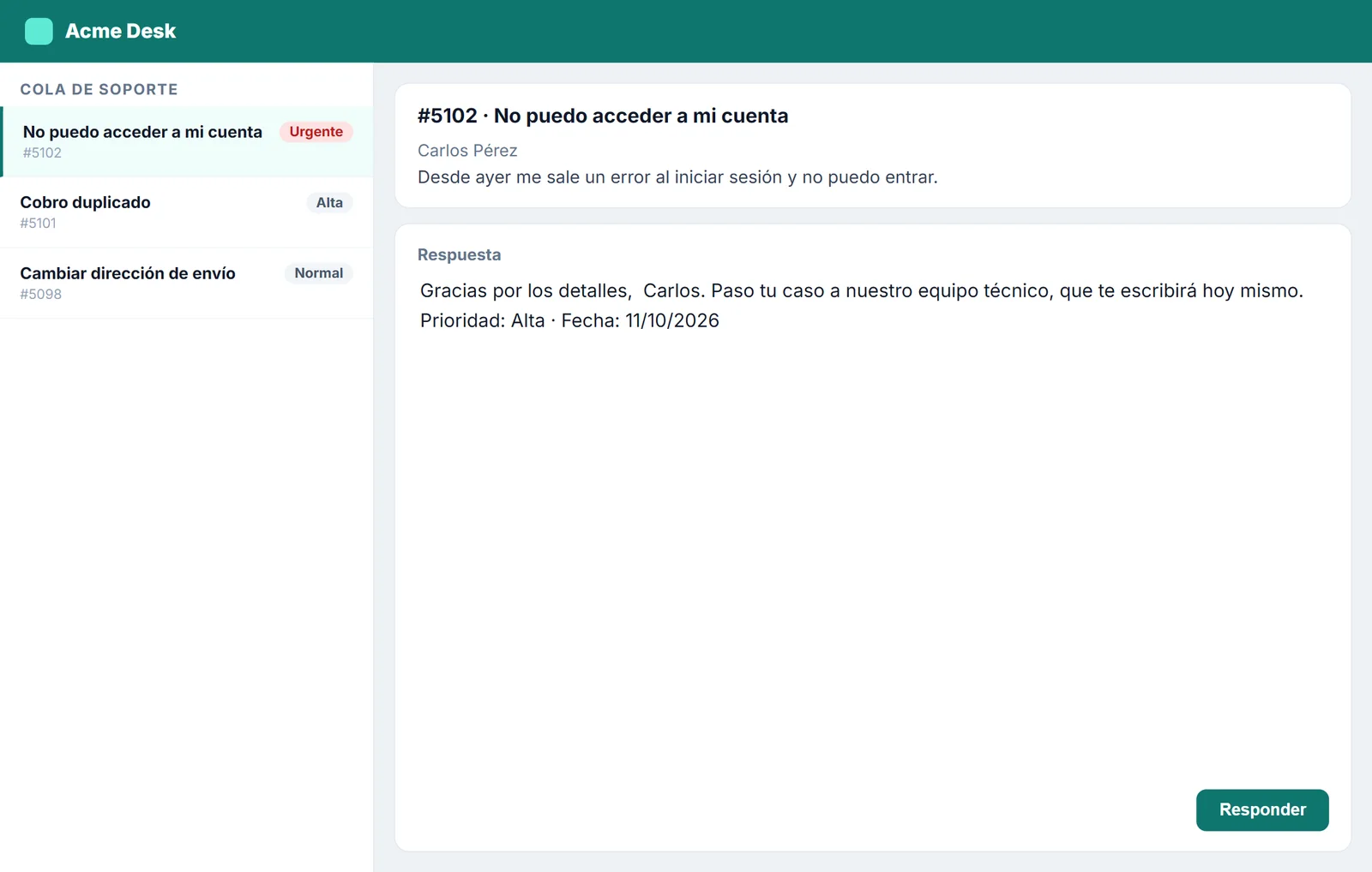 Respuesta insertada en el ticket