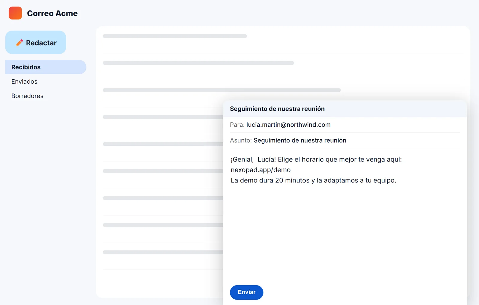 Correo completo insertado