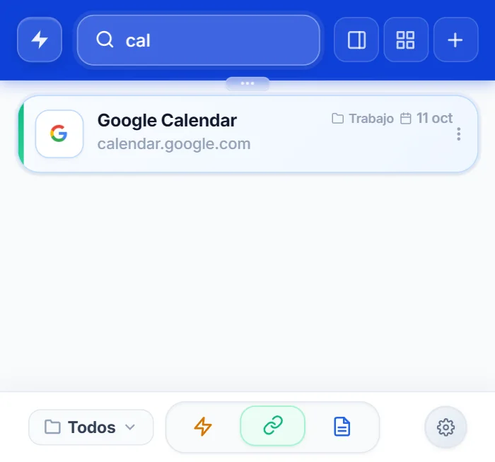 Popup de enlaces de NexoPad
